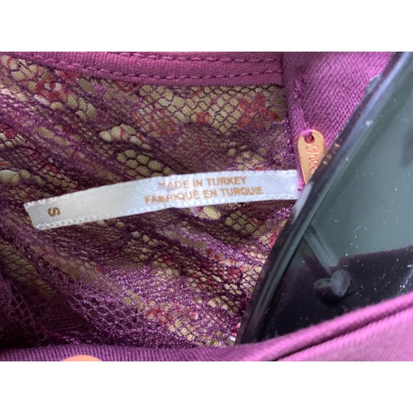 NWT Free People Beaumont Muse Lace Detail Dress Sz S Plum Mock Neck Ruffle 6503 - Picture 10 of 11